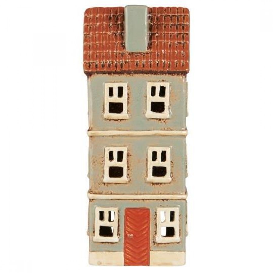 Подсвечник House tealight My Home Town rust-coloured door grey