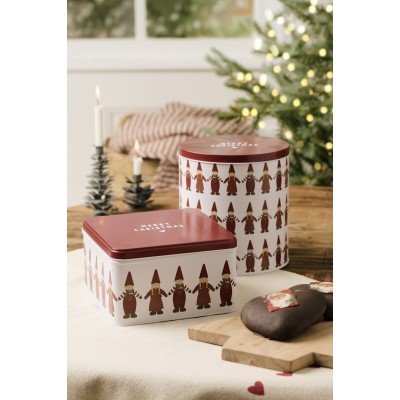 Банка для хранения Santa helpers hand in hand square