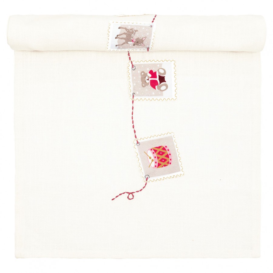 Столовая дорожка Xmas letter white w emb 45х140 см